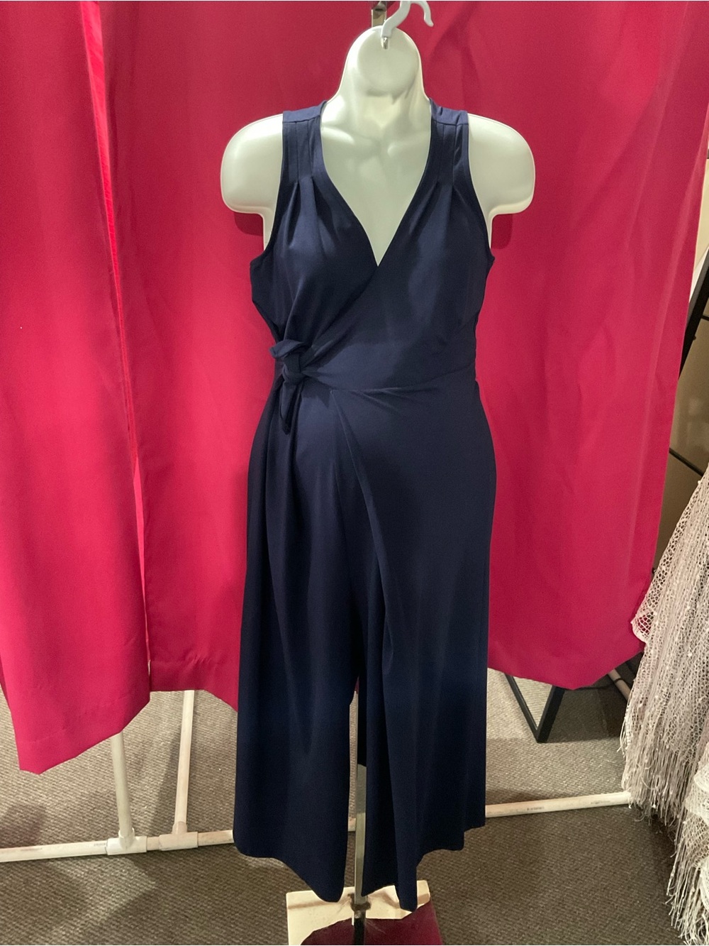 Hello MIZ Maternity Navy Wrap-Front Sleeveless Jumpsuit